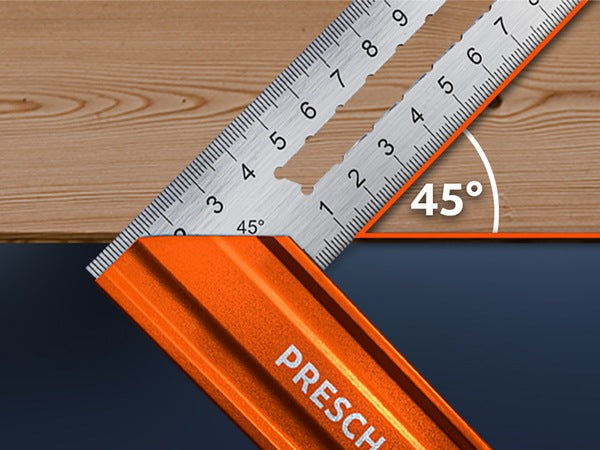 PRESCH Anschlagwinkel 350mm für präzise Messungen und Markierungen, hochwertiger Winkel mit 45 Grad Funktion