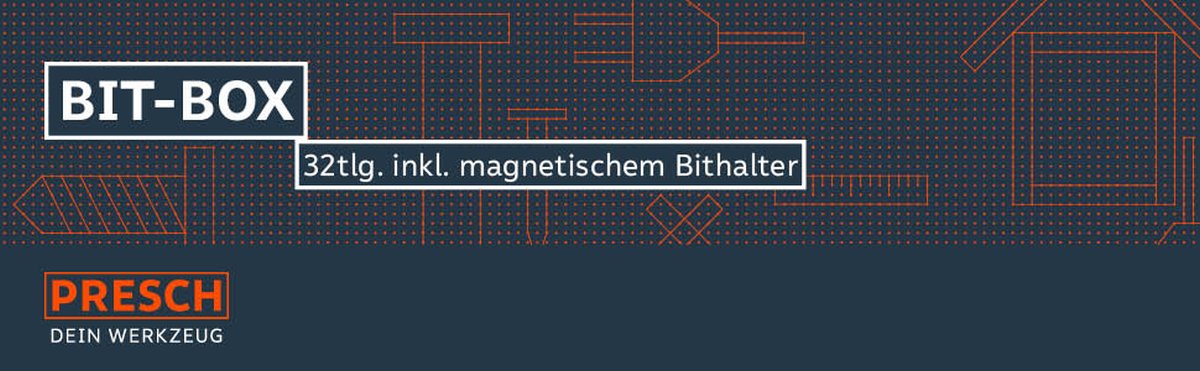 PRESCH Bit-Box 32-teilig mit magnetischem Bithalter und robusten Schraubendrehereinsätzen