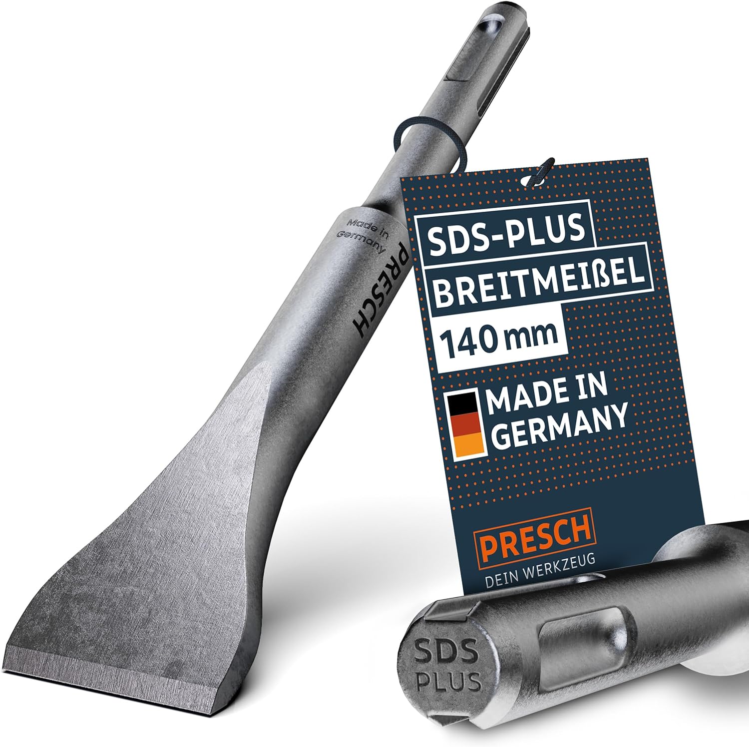 Presch SDS-Plus Breitmeißel 140 mm, Flachmeißel und Meißelwerkzeug 'Made in Germany'.