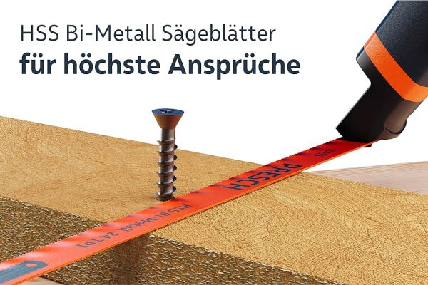 Presch Handsägeblätter aus HSS Bi-Metall für präzise Schnitte in Holz.