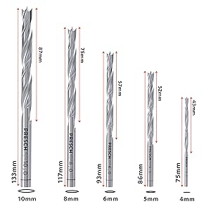 Holzbohrer-Set von Presch mit HSS Cobalt, diverse Größen für präzises Bohren, Spiralbohrer und Bohrer-Set