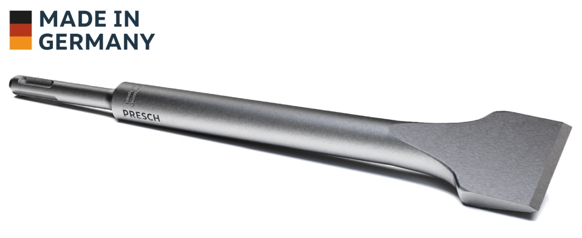 Hochwertiges Presch Meißelset aus gehärtetem Stahl, made in Germany, für professionelles Stemmen und Meißeln.