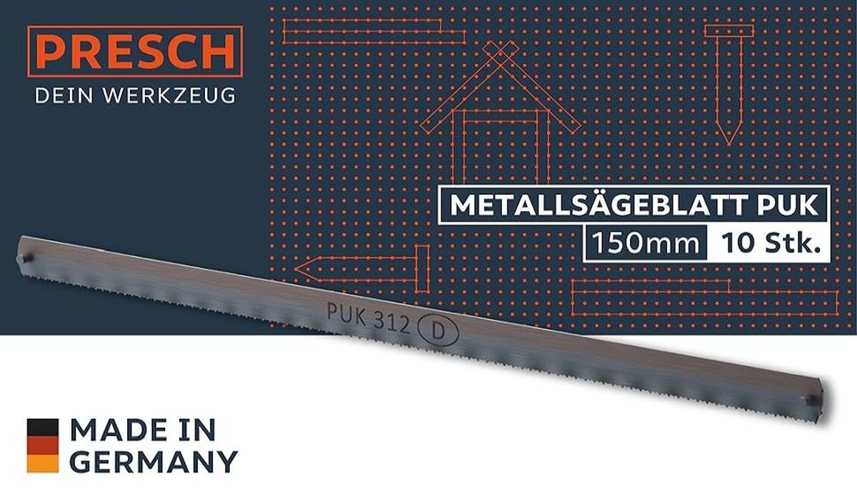 Presch Metallsägeblatt PUK 150mm mit zusätzlichen Sägezähnen, Qualitätswerkzeug Made in Germany