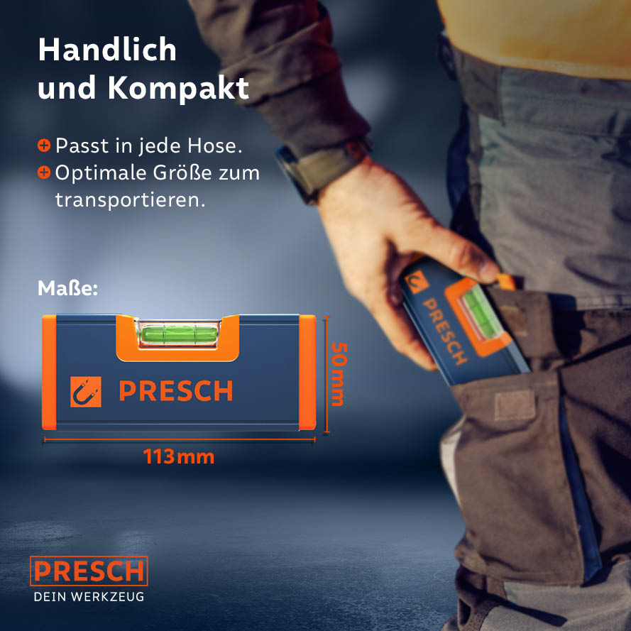 Presch Mini-Wasserwaage 6 Zoll handlich und kompakt für präzises Ausrichten und Nivellieren