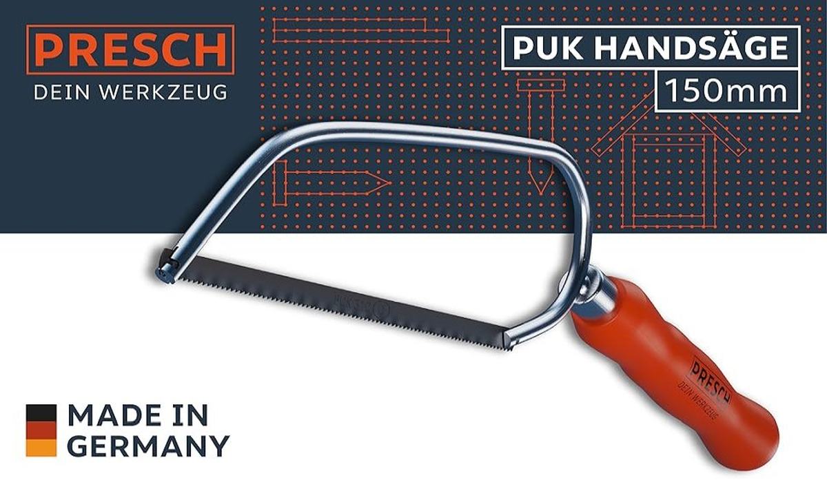 PRESCH PUKsäge 150mm für präzise Schnitte, manuelle Metallsäge mit stabilem Griff made in Germany