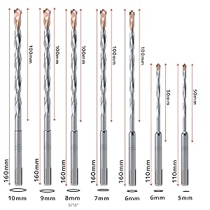 PRESCH SDS-Plus Hammerbohrer Set in verschiedenen Größen für Bohrhammer und Schlagbohrer.