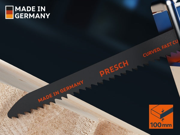 PRESCH Säbelsägeblatt für Holz und Kurvenschnitte mit geschwungenen und schnellen Schnittführungen, Qualität Made in Germany