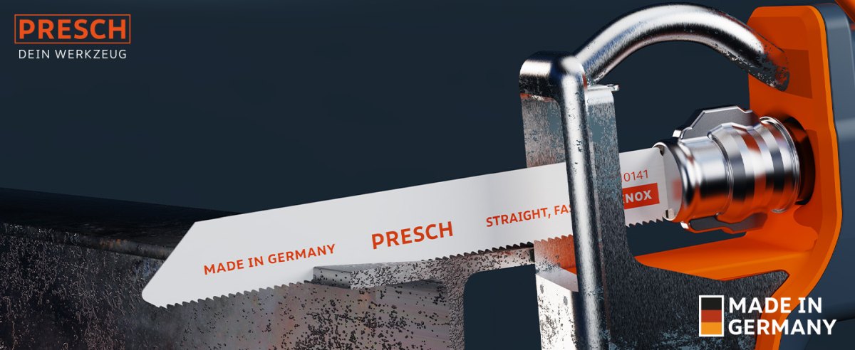 PRESCH Säbelsägeblatt für Metall und Edelstahl, hochwertige Sägeblätter mit dem Hinweis Made in Germany