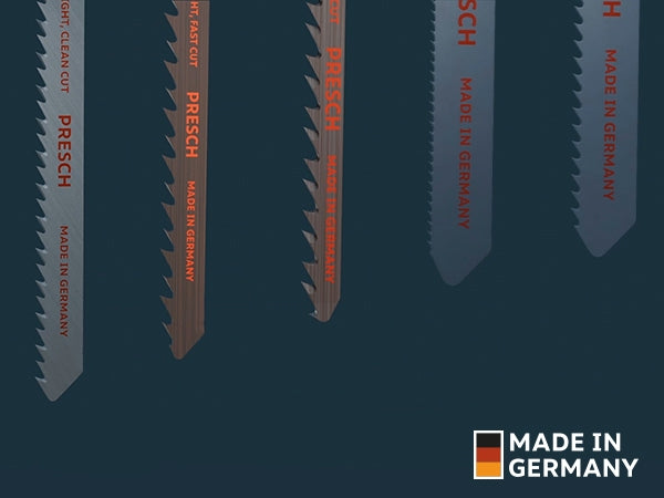 PRESCH Stichsägeblätter Set für Holz und Metall, verschiedene Zahnungen und präzise Schnitte, hochwertige Sägeblätter Made in Germany