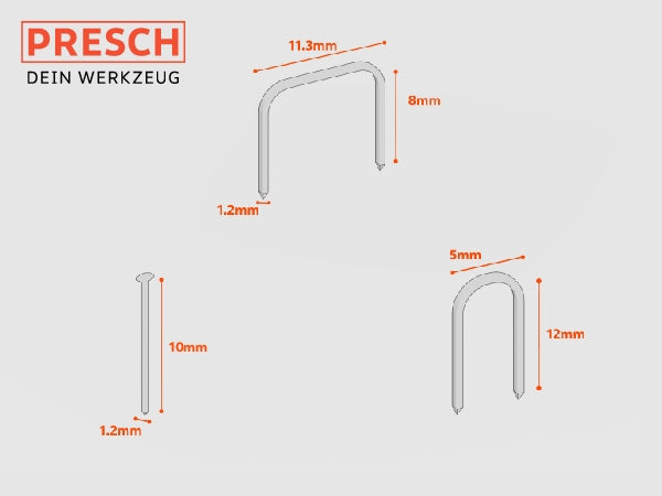 PRESCH Tackerklammern in verschiedenen Größen, Heftklammern, Befestigungsmaterial.