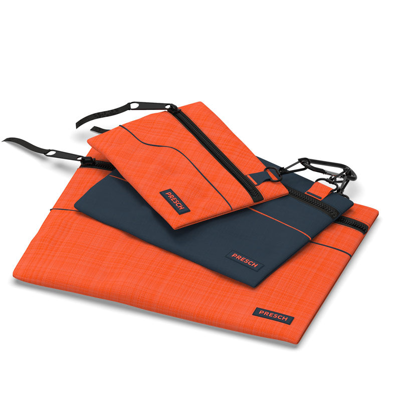 PRESCH Kleinmaterialtasche in Orange und Schwarz mit verschiedenen Größen für Werkzeugorganisation und -transport.