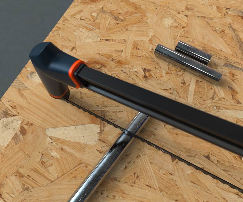 PRESCH Metallsäge 300mm mit ergonomischem Griff und ersatzblatt, auf Holzuntergrund