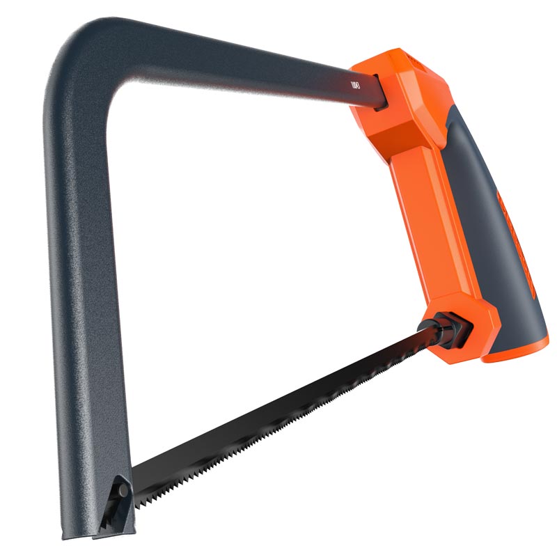 PRESCH Bügelsäge 150mm in schwarz und orange, handliche Metallsäge, robuste Handsäge