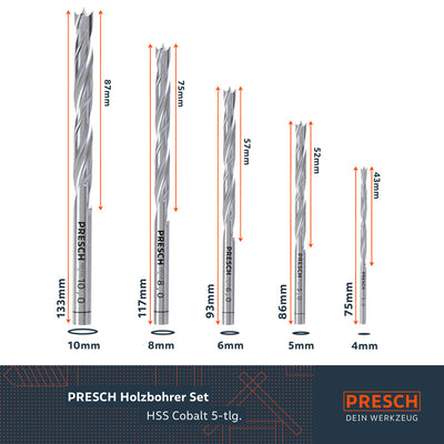 Holzbohrer Set HSS-E Cobalt