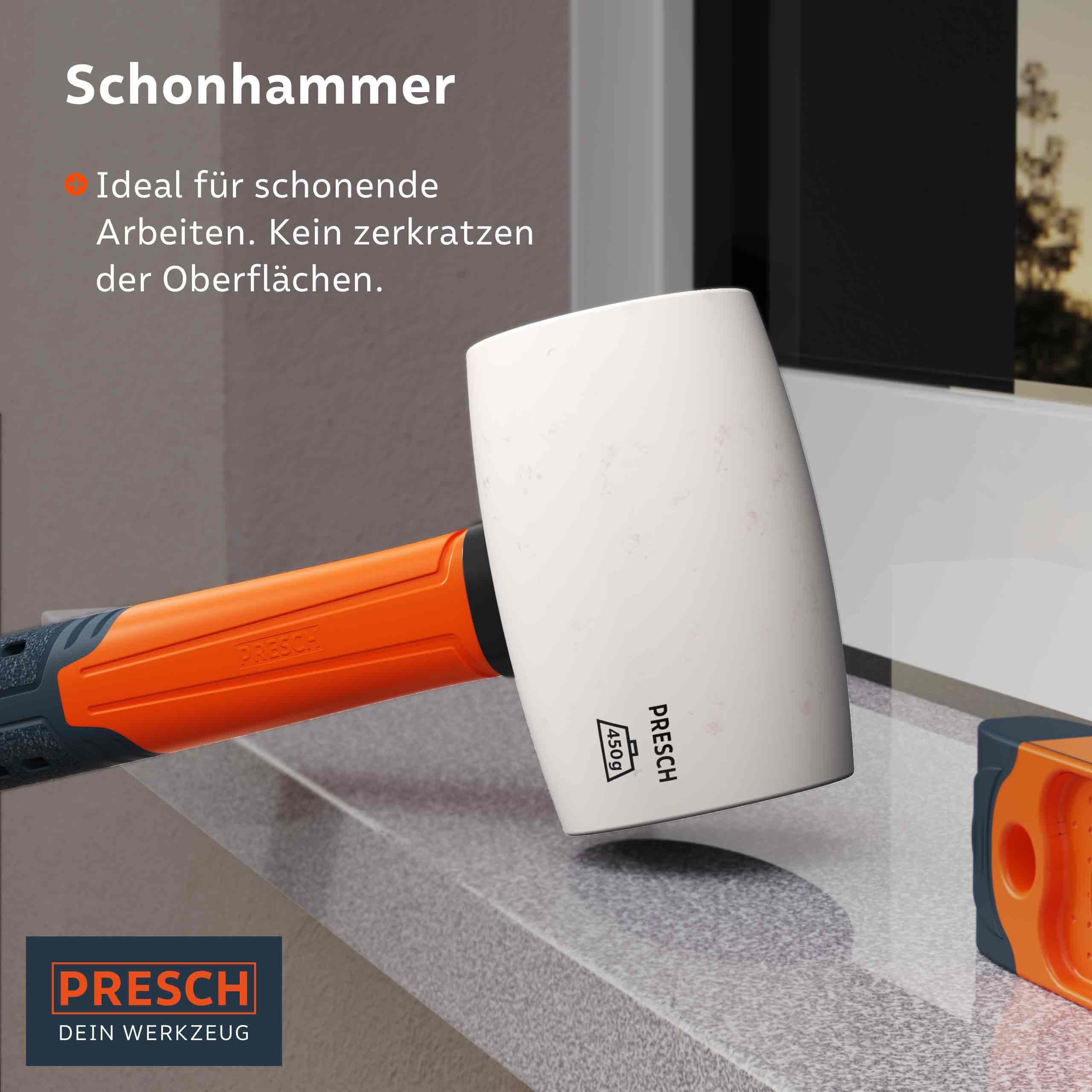 PRESCH Schonhammer für präzises und oberflächenschützendes Arbeiten, Gummischlägel und Kunststoffhammer.