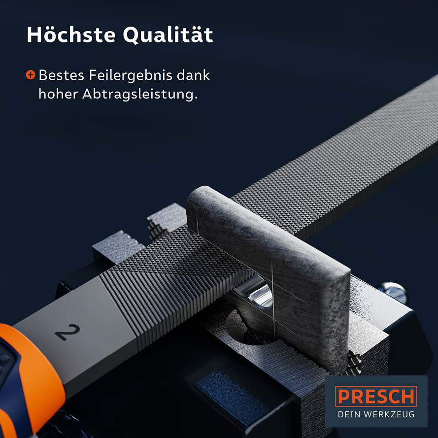Presch Feilenset mit hoher Präzision und Qualität, ideal für Metallbearbeitung und Schärfwerkzeuge.