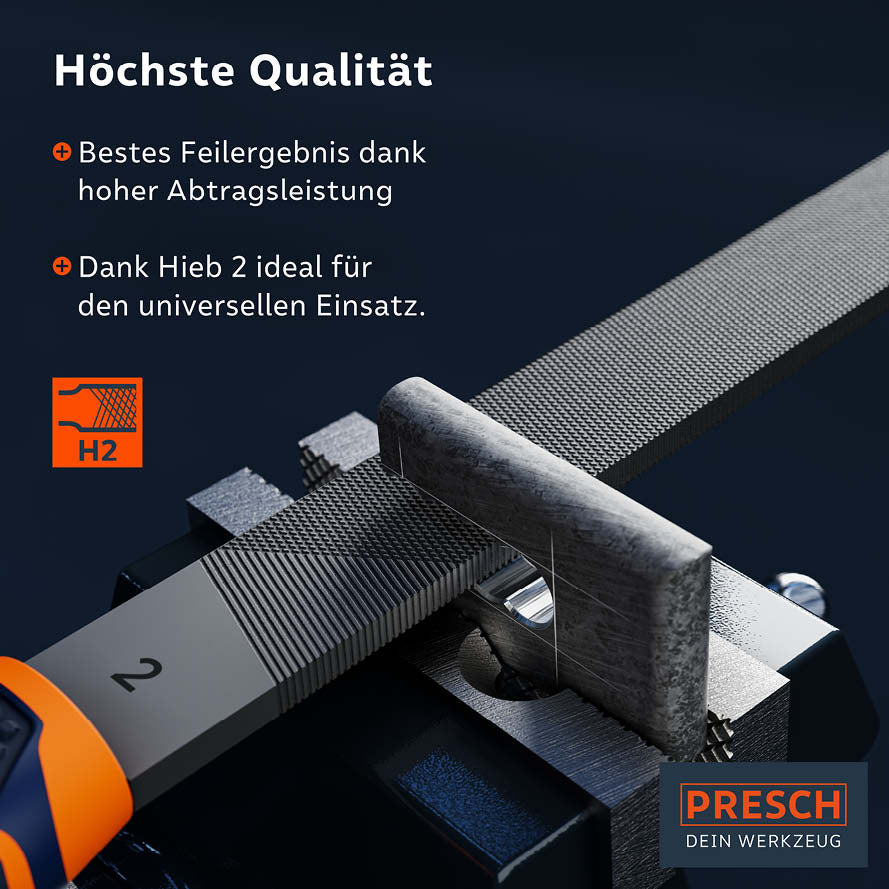 PRESCH Feilenset mit Raspel, hochwertige Metallfeilen für präzise Handwerksarbeiten und effiziente Materialbearbeitung