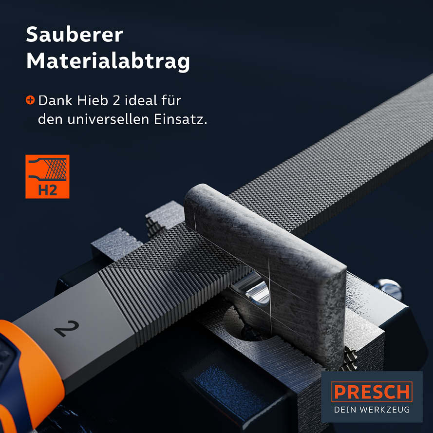PRESCH Flachfeile Werkzeug mit sauberem Materialabtrag und Feilenkörper für präzise Metallbearbeitung