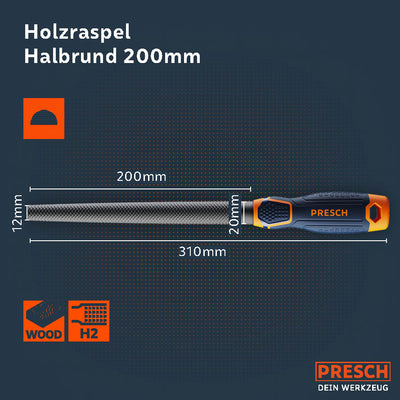 Holzraspel Halbrund 200mm
