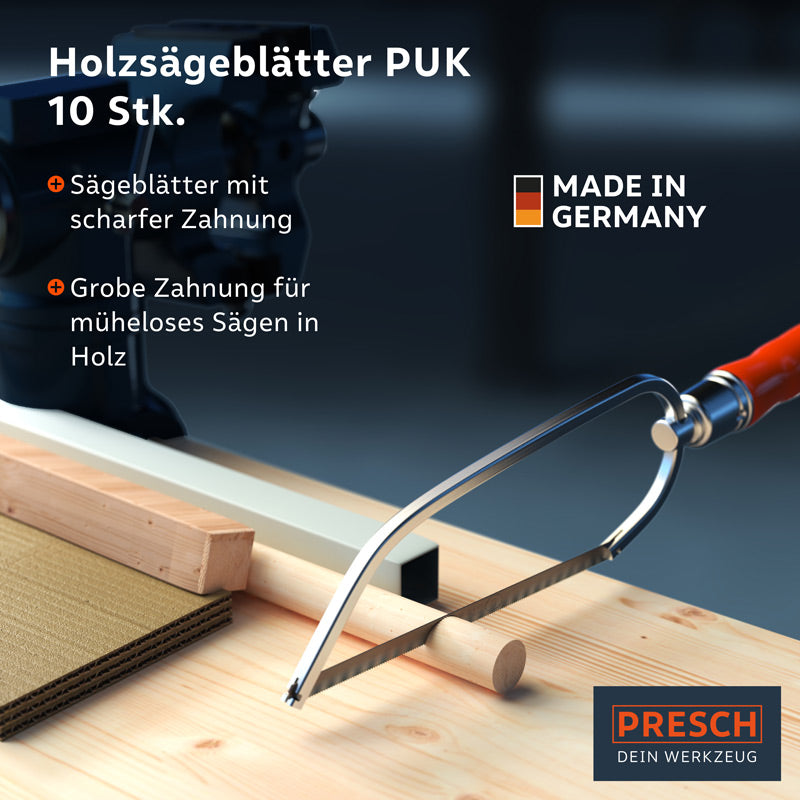 Holzsägeblatt von PRESCH mit scharfer und grober Zahnung für effizientes Sägen in Holz.