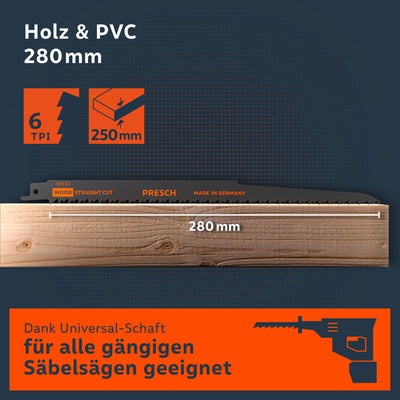 Säbelsägeblatt Holz 280mm extra lang