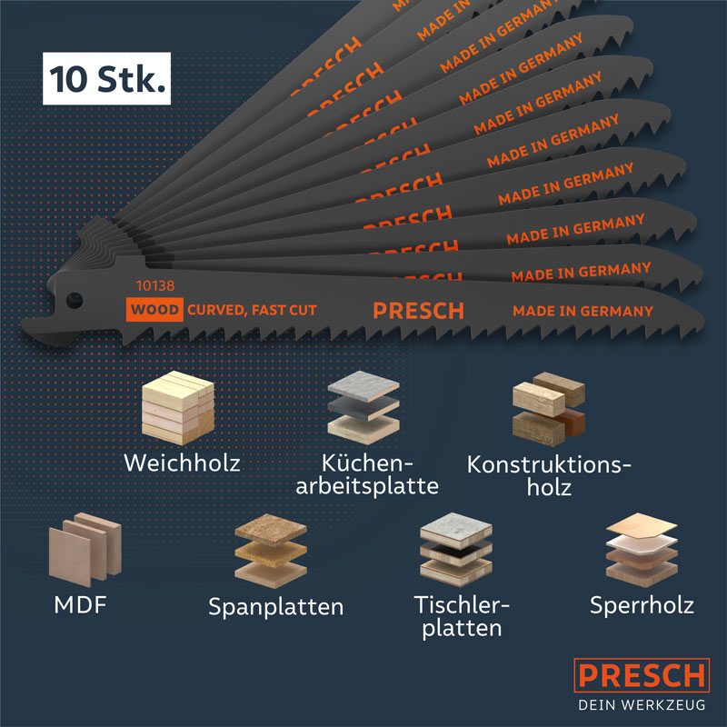 Säbelsägeblatt Holz 130mm Kurvenschnitt