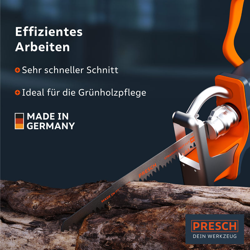 Presch Säbelsägeblatt 210mm für schnelles Sägen von Grünholz, einschließlich Ergänzungen wie Baumpflege und Forstwerkzeug.