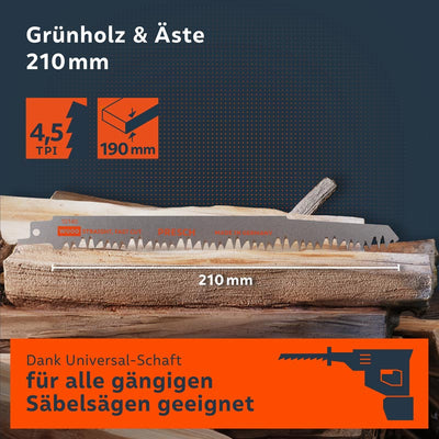 Säbelsägeblatt Holz 210mm Grünholz