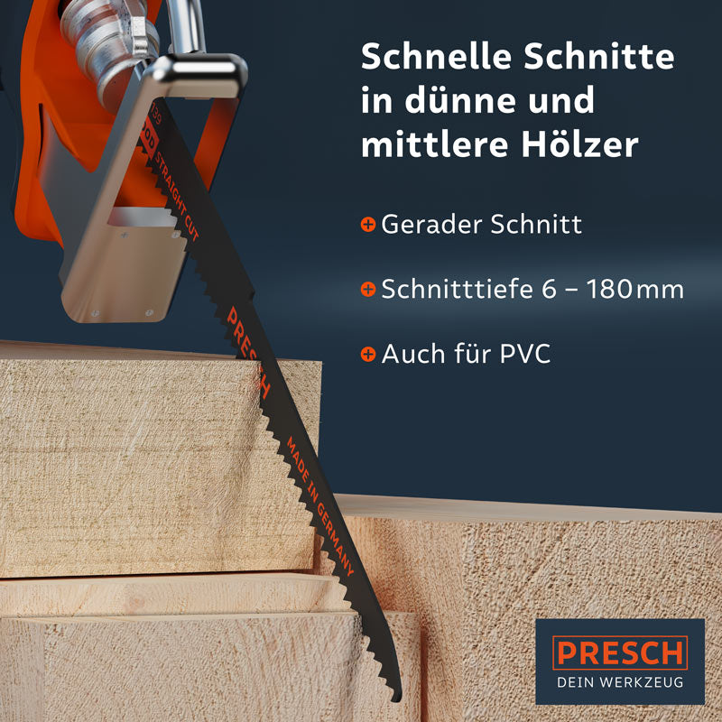 PRESCH Säbelsägeblatt 210mm für Holz, hochwertiges Sägeblatt für präzise Holzbearbeitung und Schreinerarbeiten.