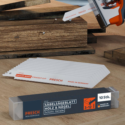 Säbelsägeblatt Holz mit Nägeln 130mm