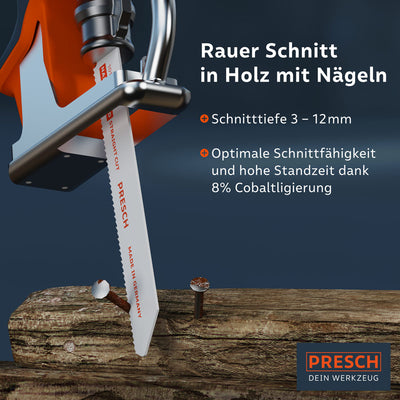Säbelsägeblätter Set Metall und Holz 15 tlg.