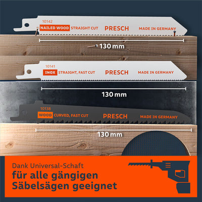 Säbelsägeblätter Set Metall und Holz 15 tlg.