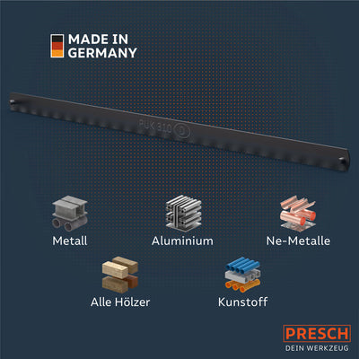 Universal Sägeblatt von PRESCH für Metall, Aluminium und verschiedene Hölzer, geeignet für präzise Schnitte in diversen Materialien