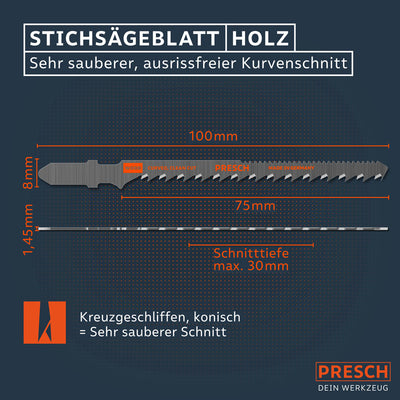 Stichsägeblätter Holz - sauber, Kurvenschnitt