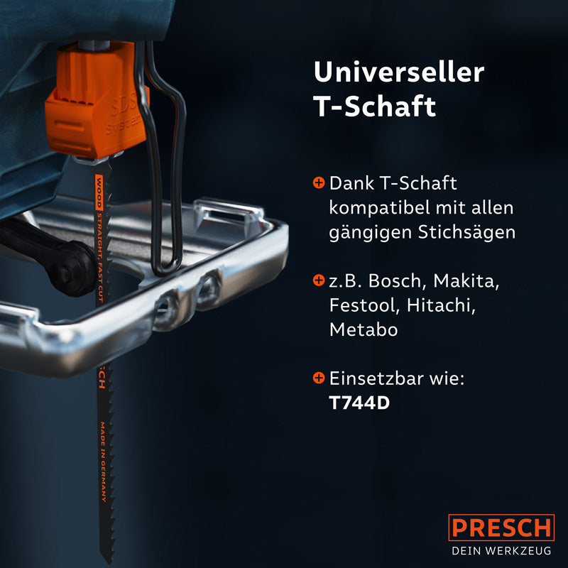 Stichsägeblätter für Holz von Presch, universell kompatibel und ideal für T-Schaft Jigsaws, sägeblattzubehör.